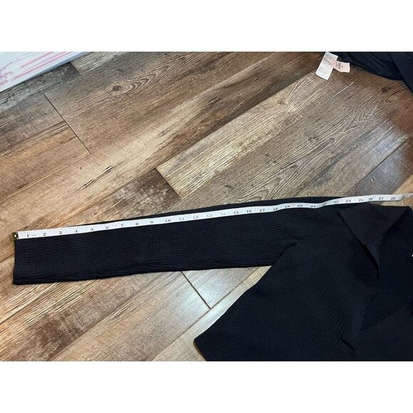 Babaton Sculpt Knit Polo Ribbed Long Sleeve in Black Size Large - Picture 7 of 11